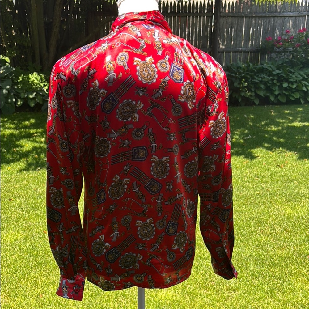 Vintage Red Patterned Blouse - image 2